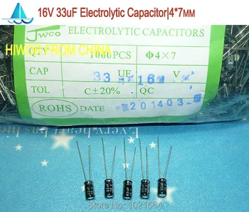 (200pcs/lot)(Condensatori Electrolitici|16V) 33uf 16V Condensator Electrolitic, dimensiune: 4mm*7mm
